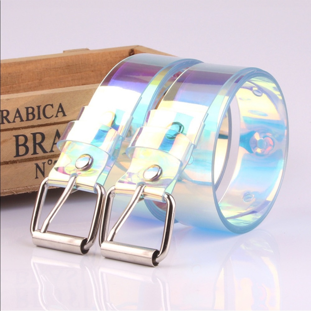 Unisex Iridescence transparent belt